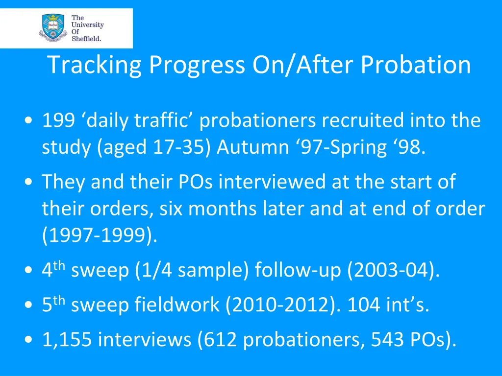 tracking progress on after probation