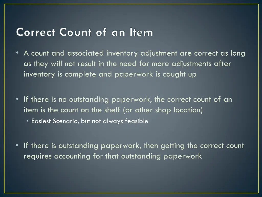 correct count of an item