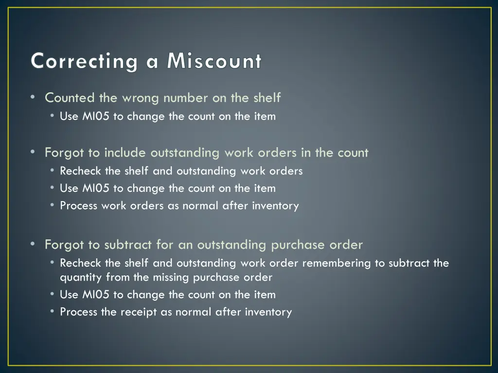 correcting a miscount