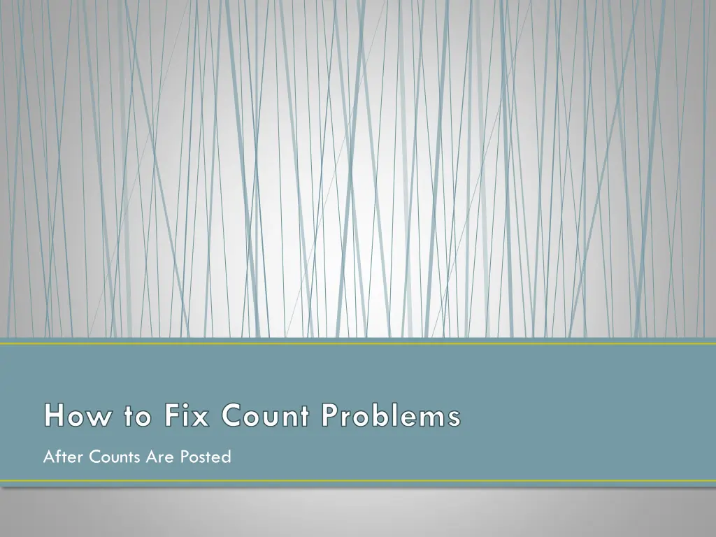 how to fix count problems 1