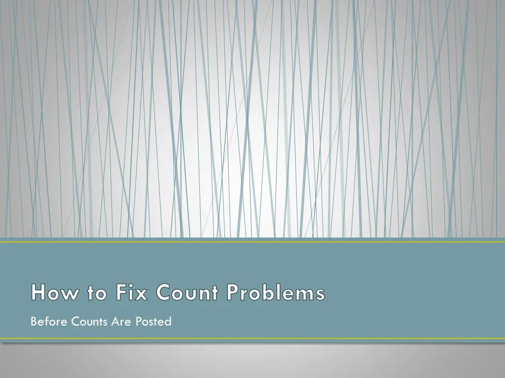 how to fix count problems