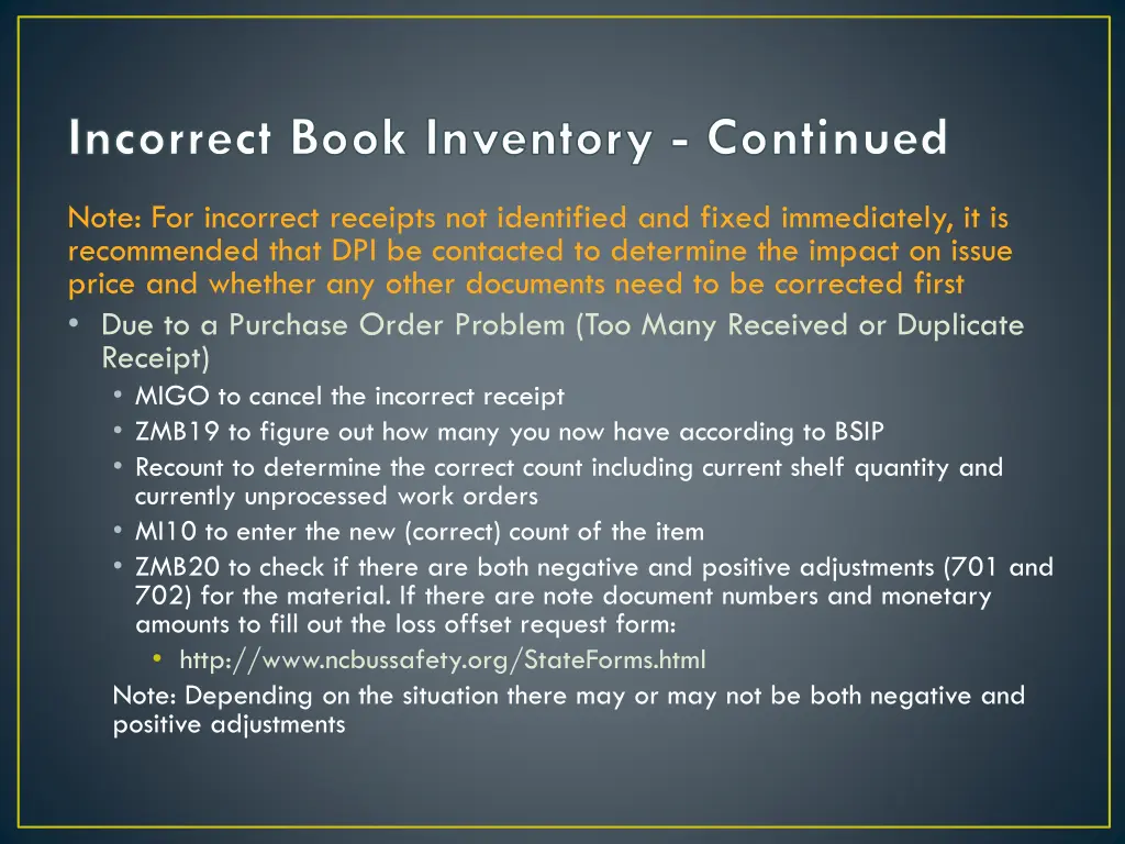 incorrect book inventory continued 1