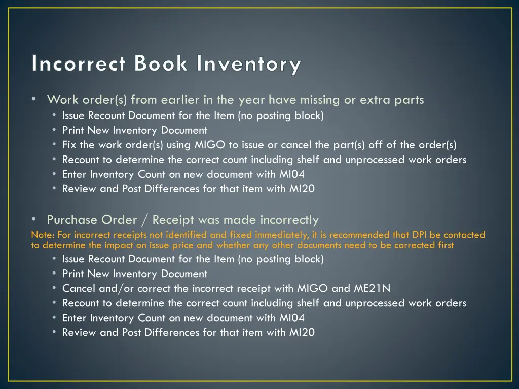 incorrect book inventory