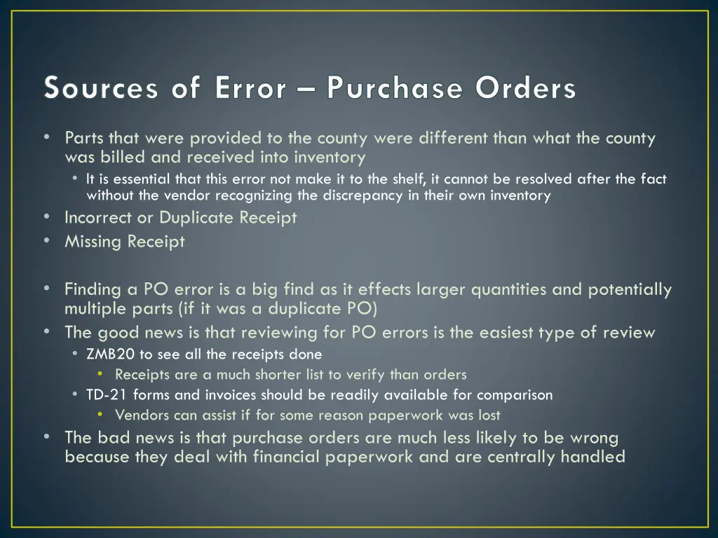 sources of error purchase orders