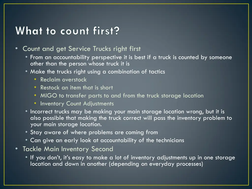 what to count first