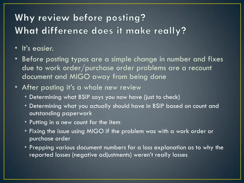 why review before posting what difference does