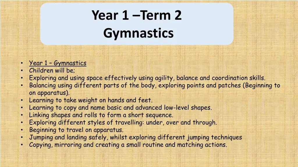 year 1 term 2 gymnastics