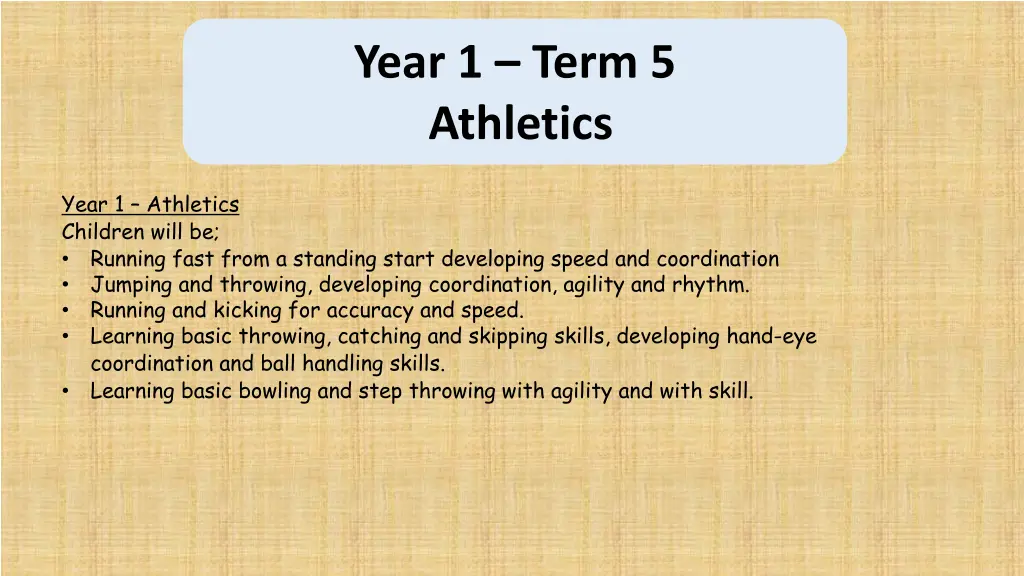 year 1 term 5 athletics