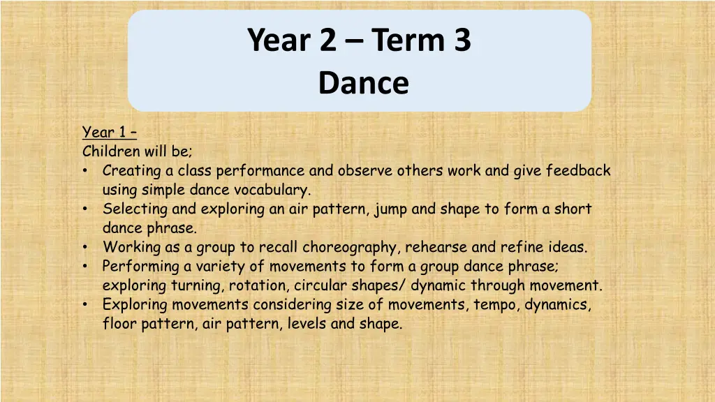 year 2 term 3 dance