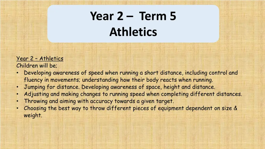 year 2 term 5 athletics