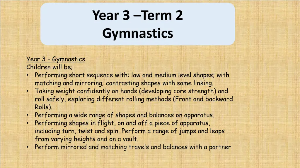 year 3 term 2 gymnastics