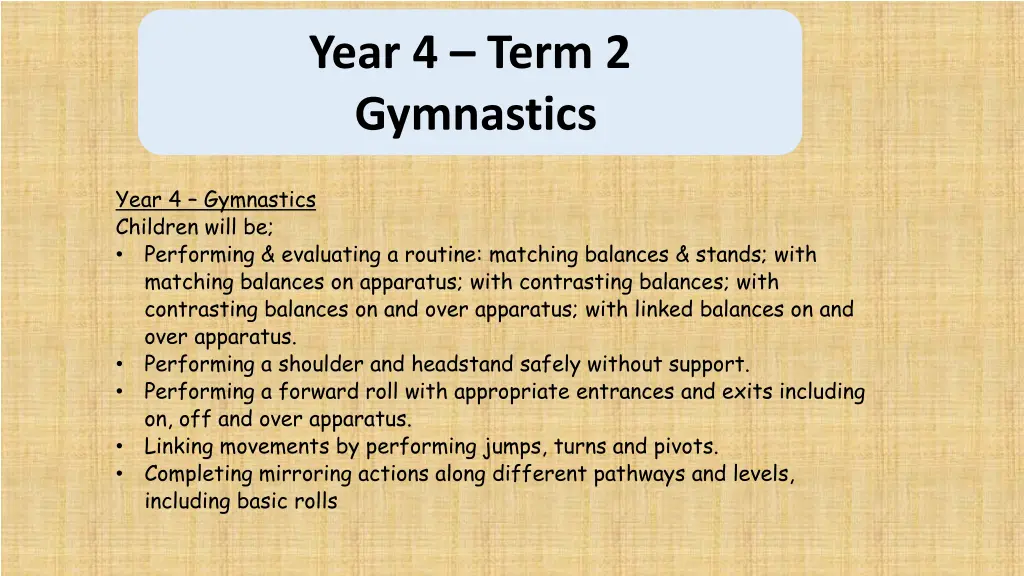 year 4 term 2 gymnastics