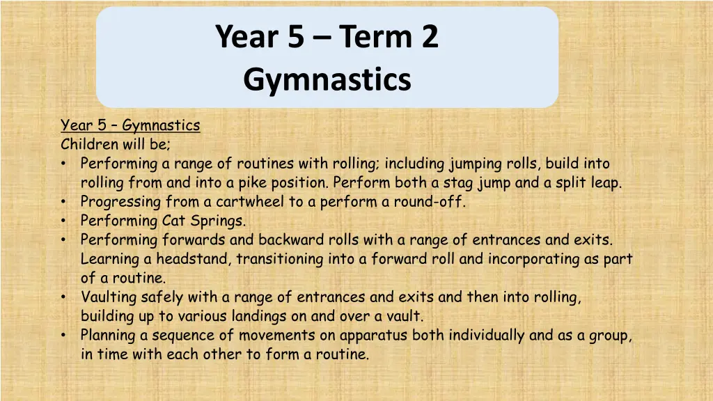 year 5 term 2 gymnastics