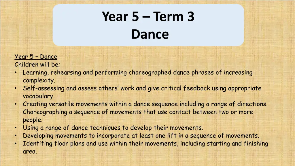 year 5 term 3 dance