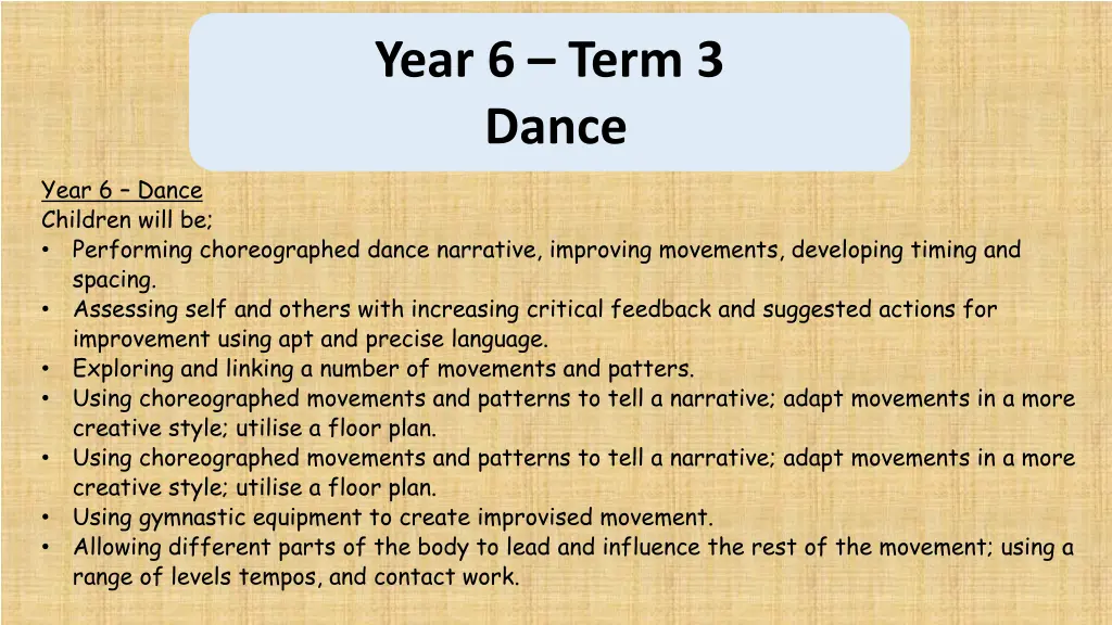 year 6 term 3 dance