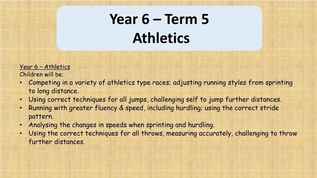 year 6 term 5 athletics