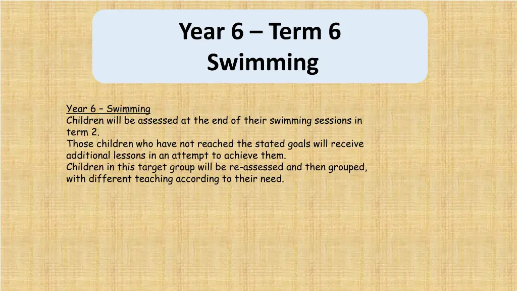 year 6 term 6 swimming