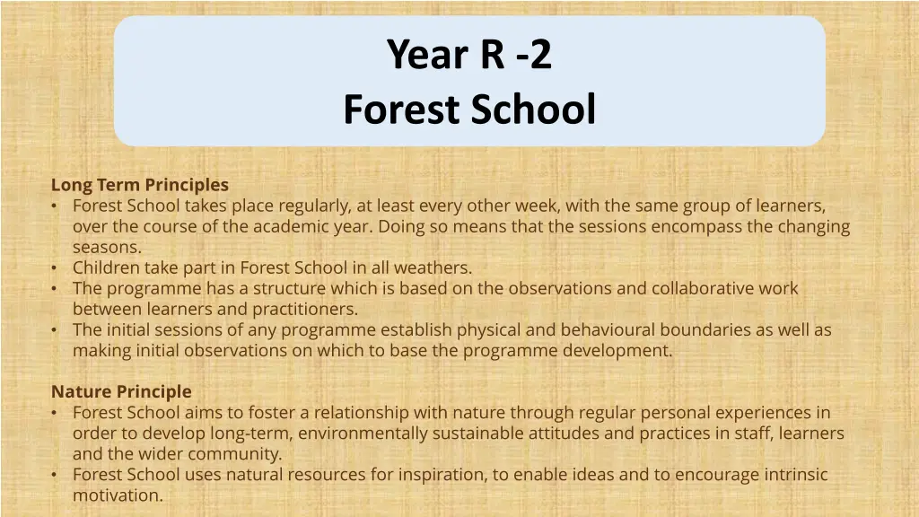 year r 2 forest school