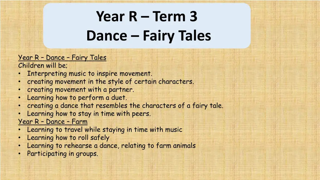 year r term 3 dance fairy tales