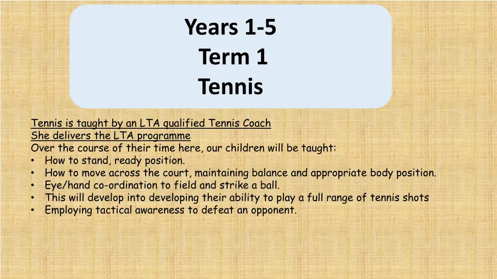 years 1 5 term 1 tennis