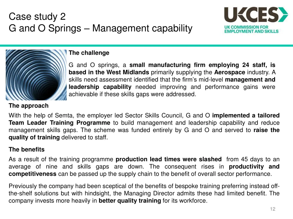 case study 2 g and o springs management capability