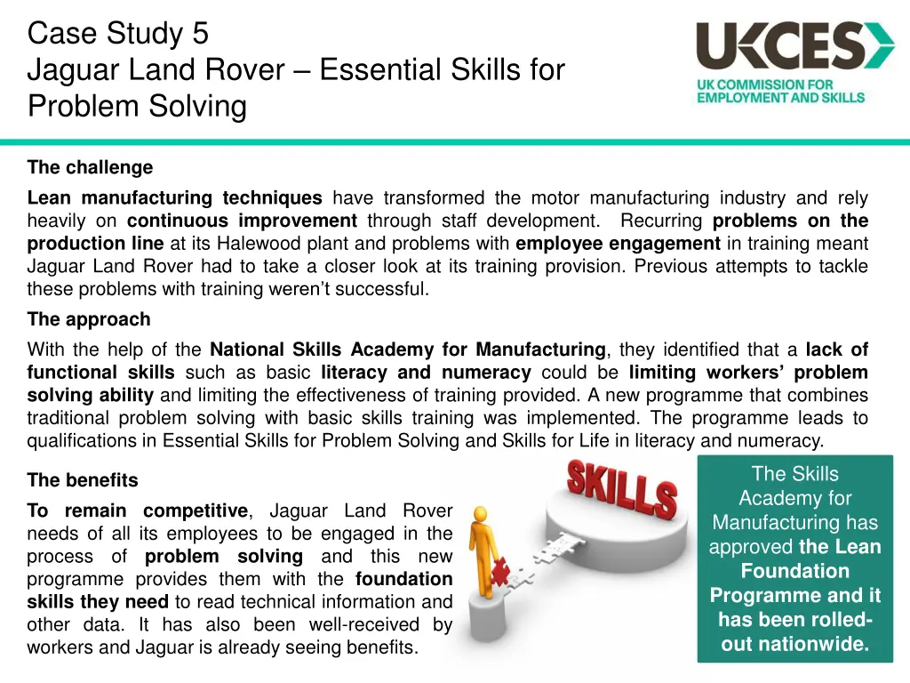 case study 5 jaguar land rover essential skills