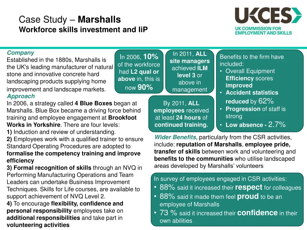 case study marshalls workforce skills investment