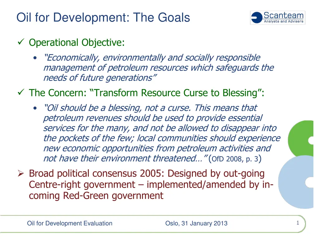 oil for development the goals