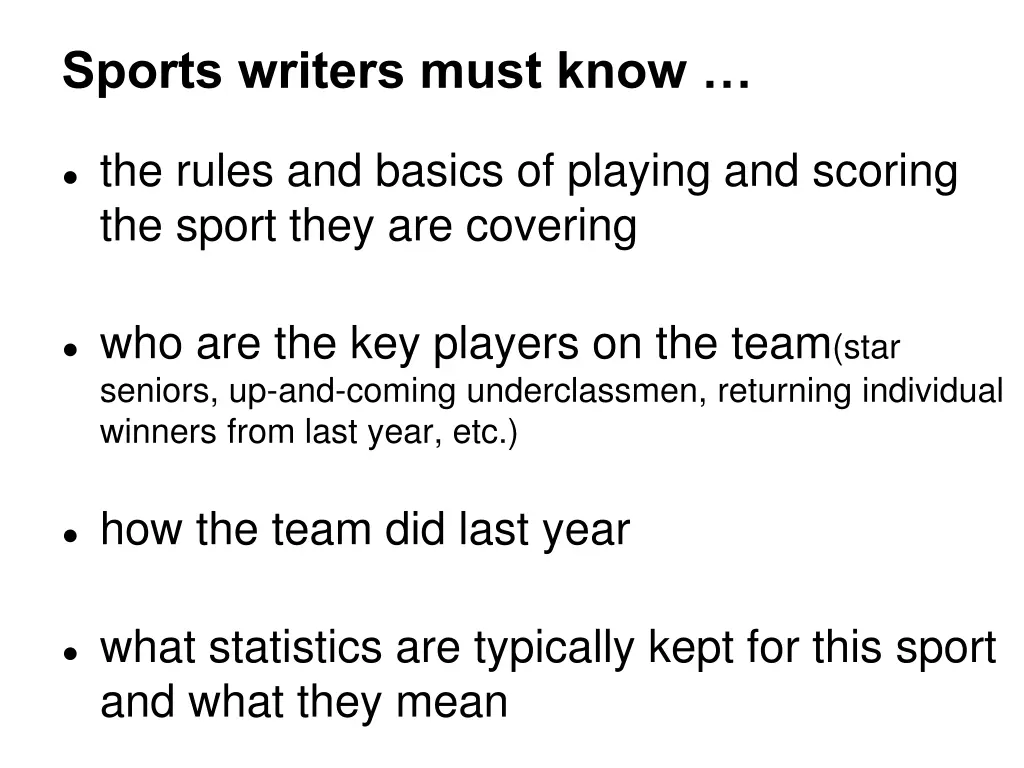 sports writers must know