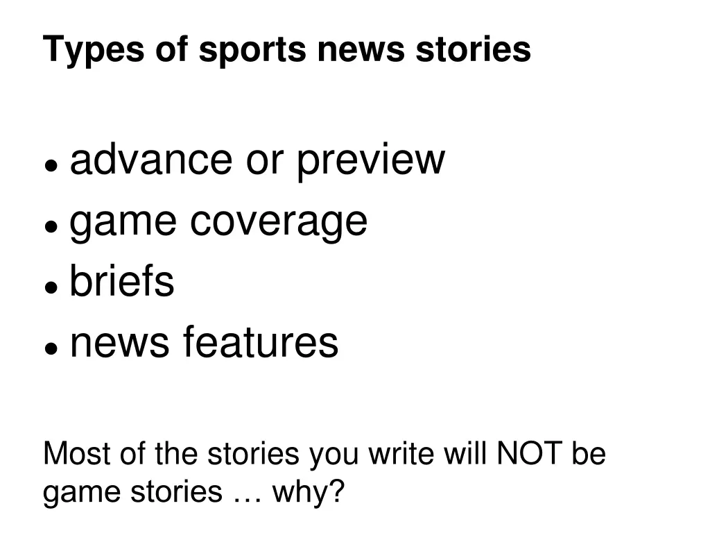 types of sports news stories