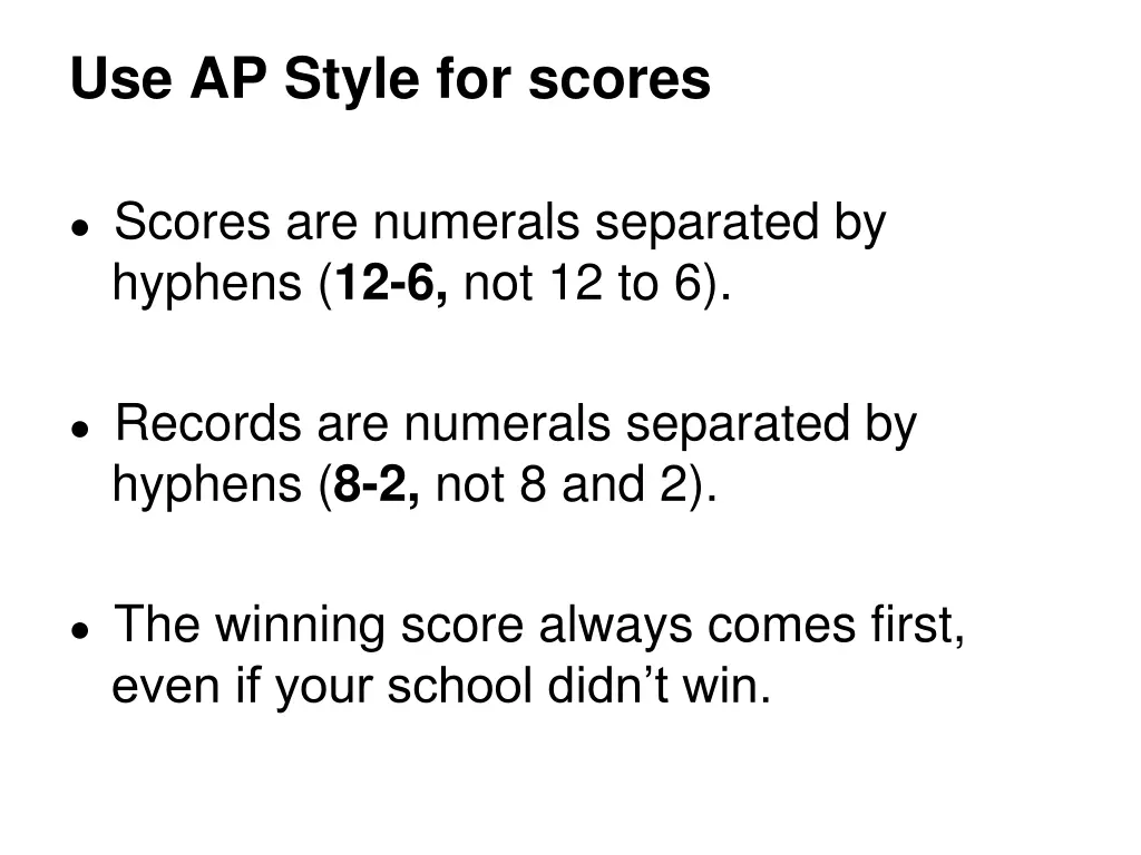 use ap style for scores