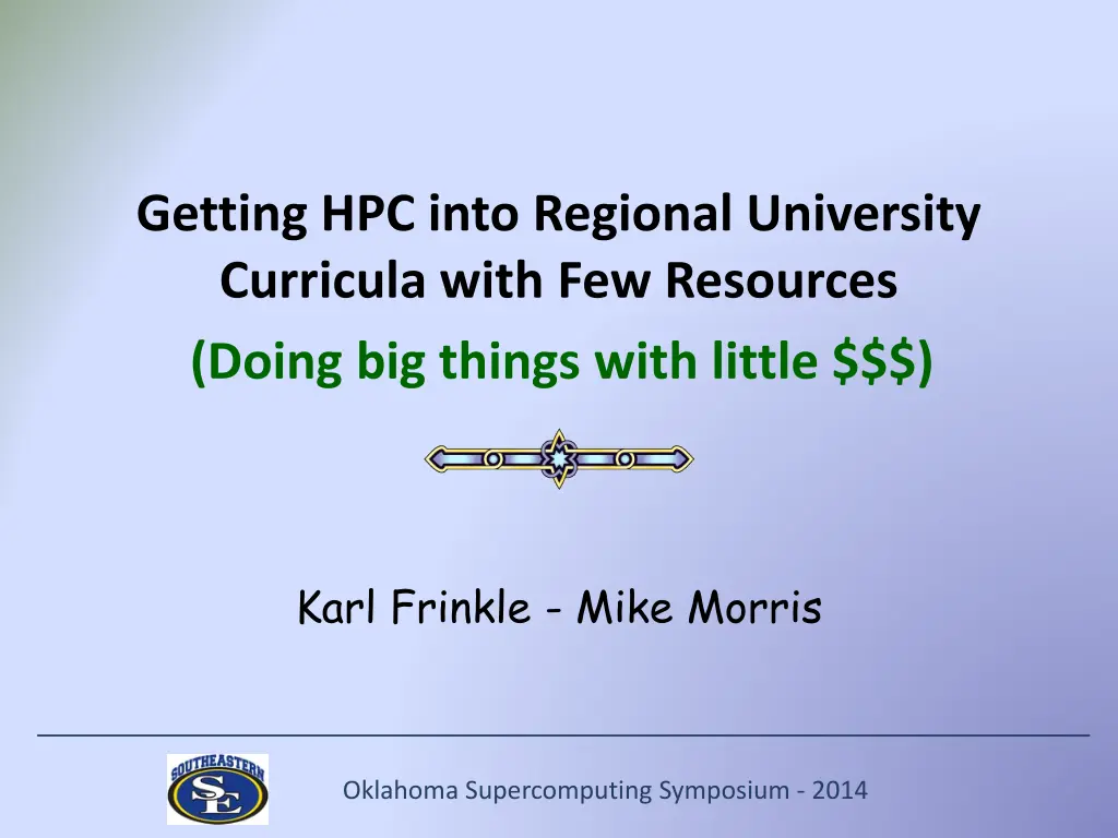 getting hpc into regional university curricula 1