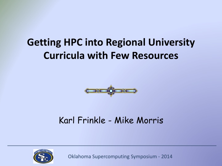 getting hpc into regional university curricula