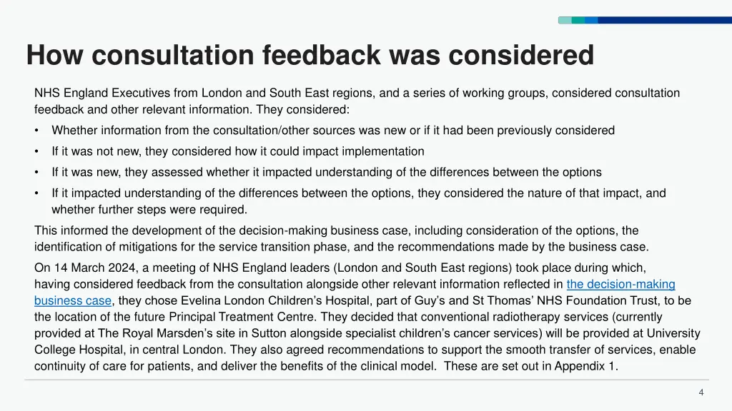 how consultation feedback was considered