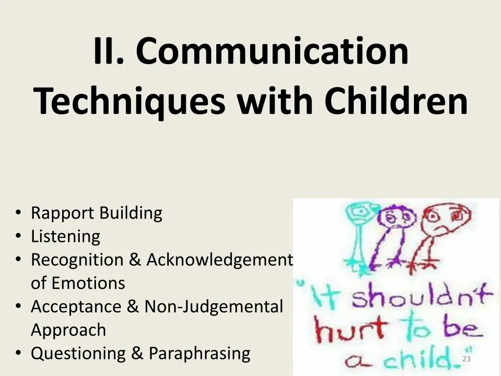 ii communication techniques with children