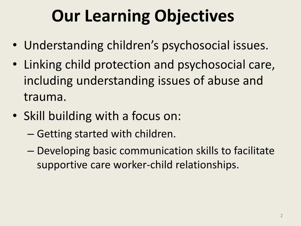 our learning objectives