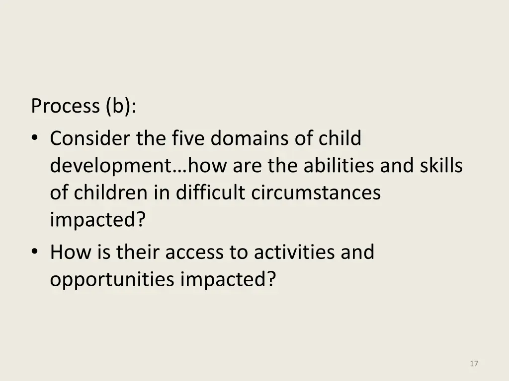 process b consider the five domains of child