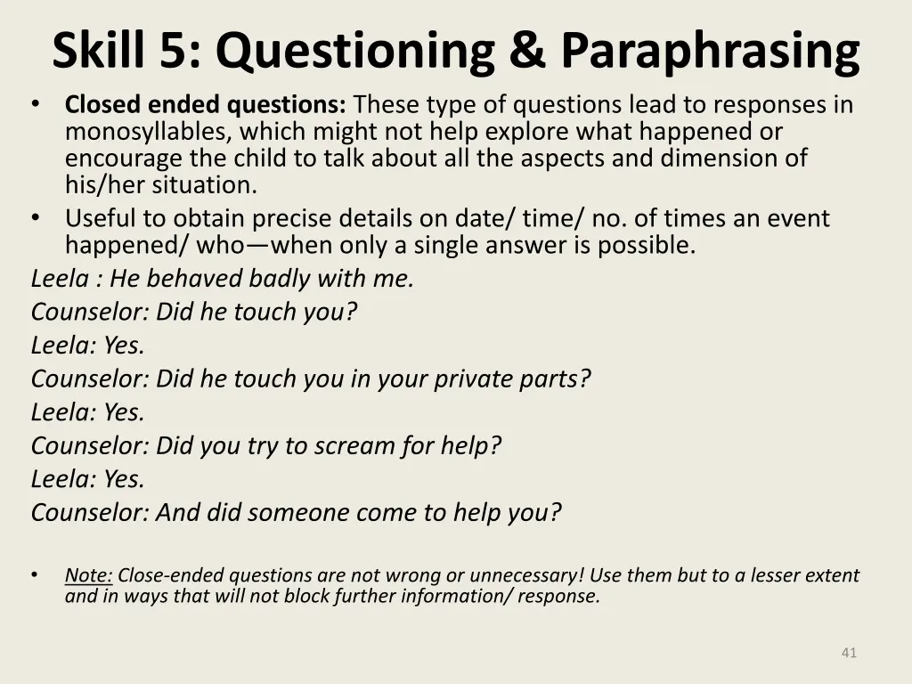 skill 5 questioning paraphrasing