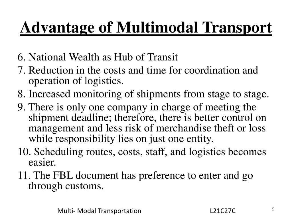 advantage of multimodal transport 1