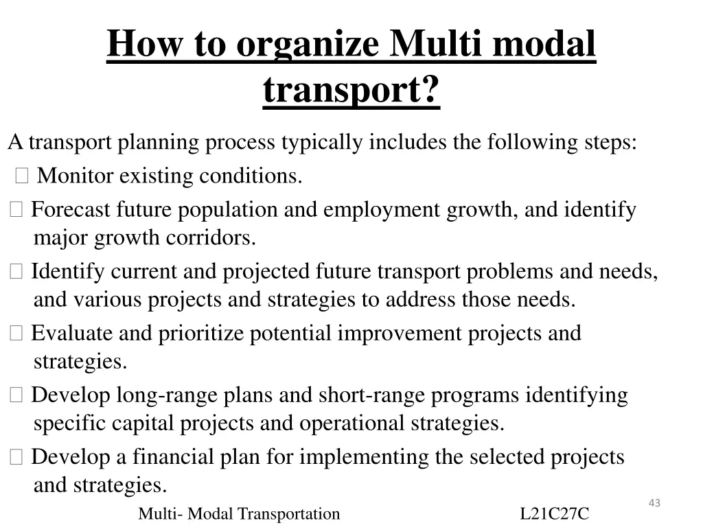 how to organize multi modal transport 1