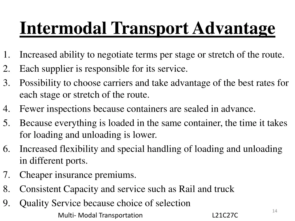 intermodal transport advantage