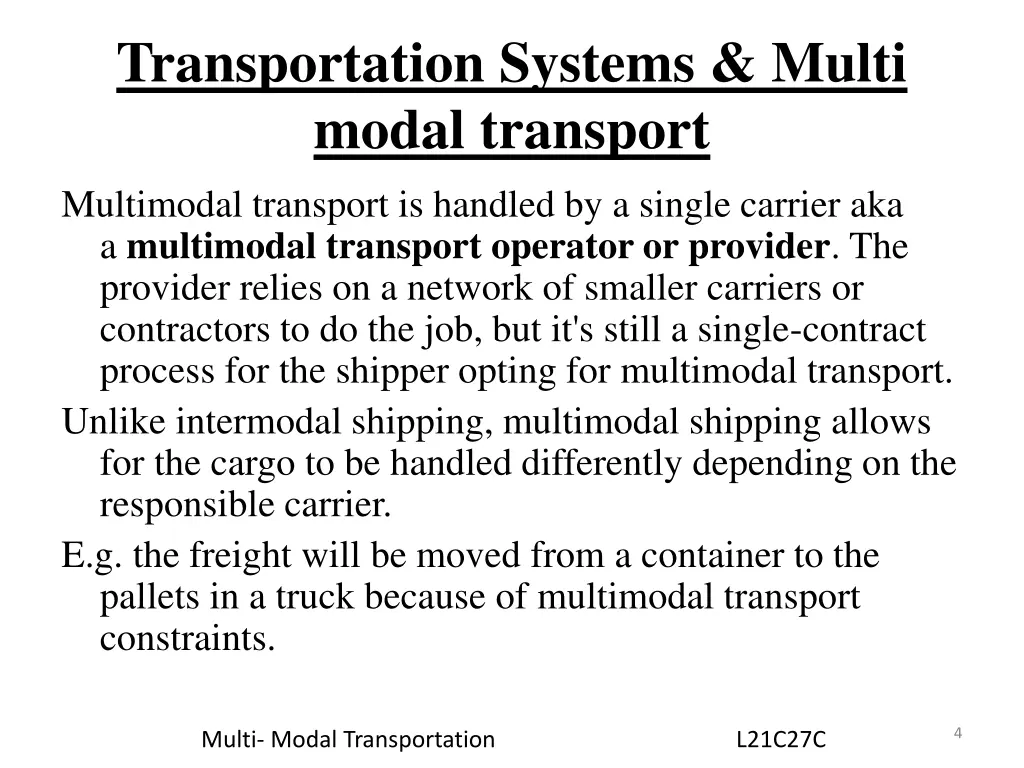 transportation systems multi modal transport 1