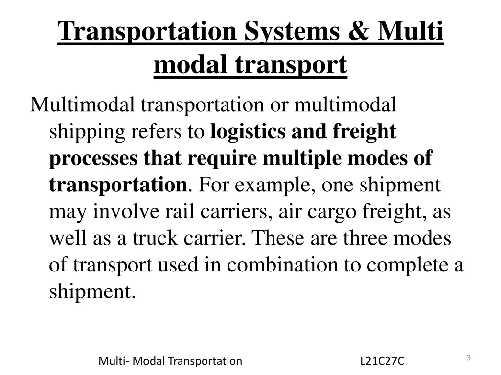 transportation systems multi modal transport