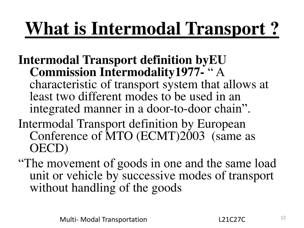 what is intermodal transport 1