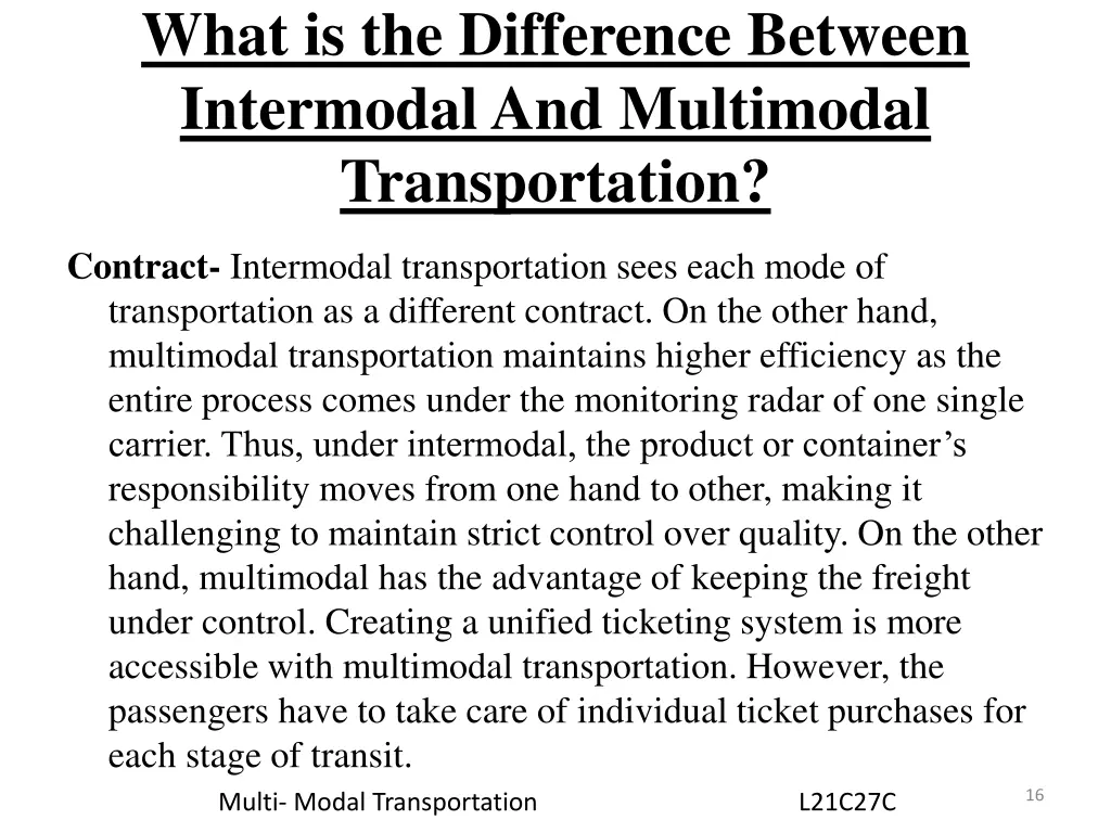 what is the difference between intermodal