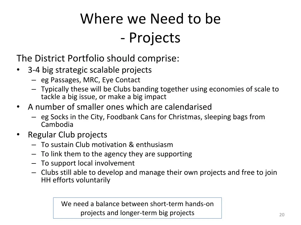 where we need to be projects