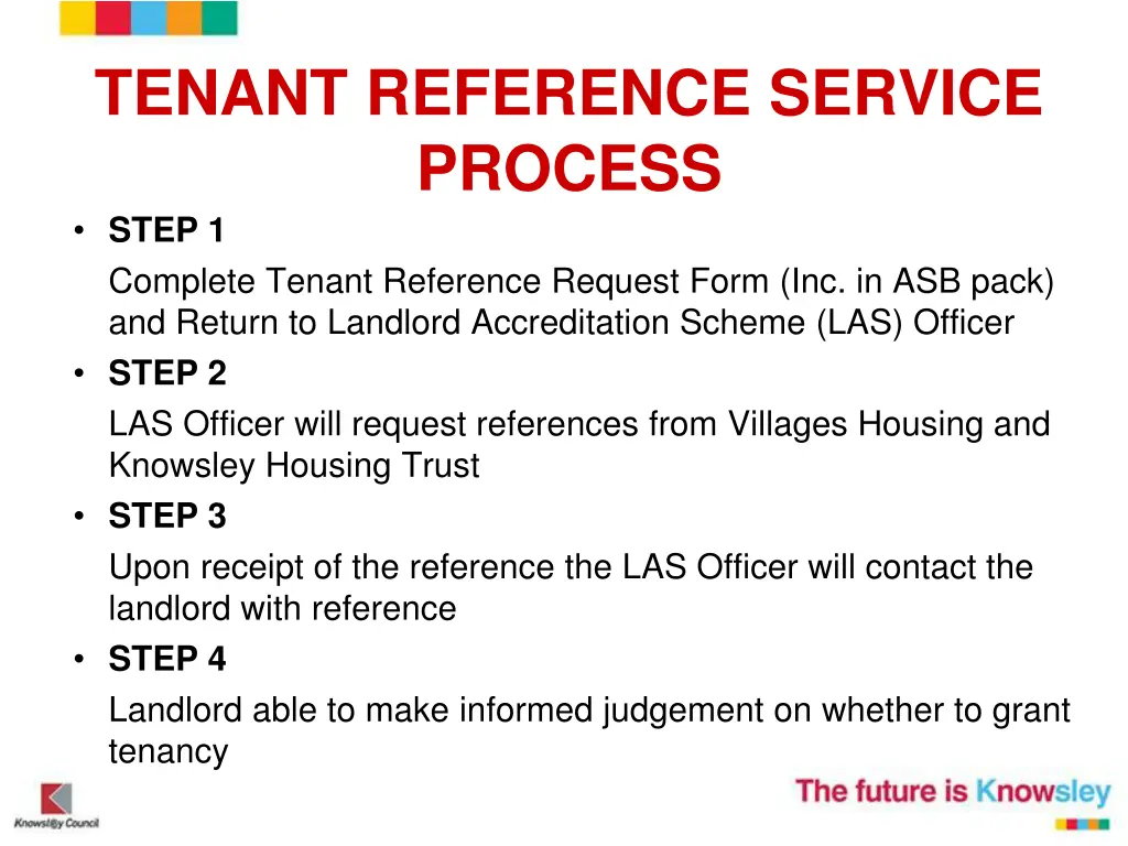 tenant reference service process step 1 complete