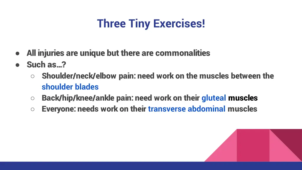 three tiny exercises