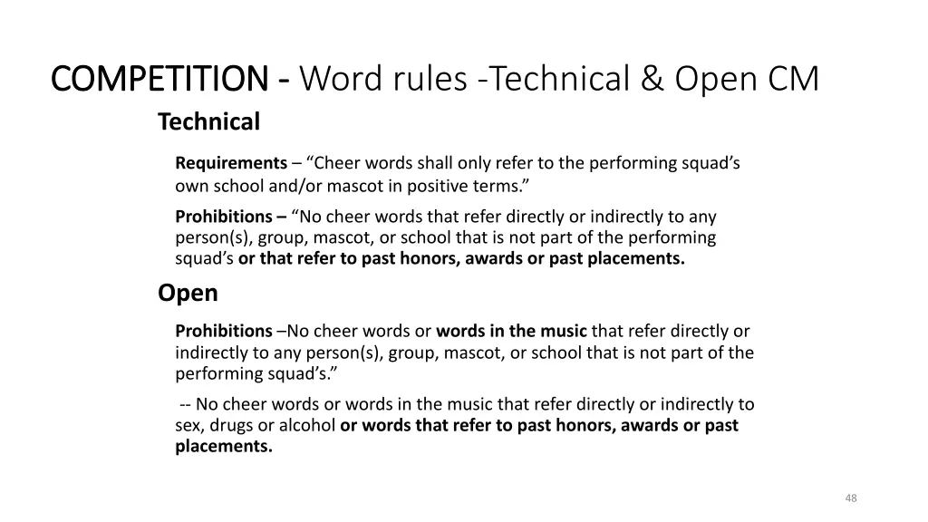 competition competition word rules technical open