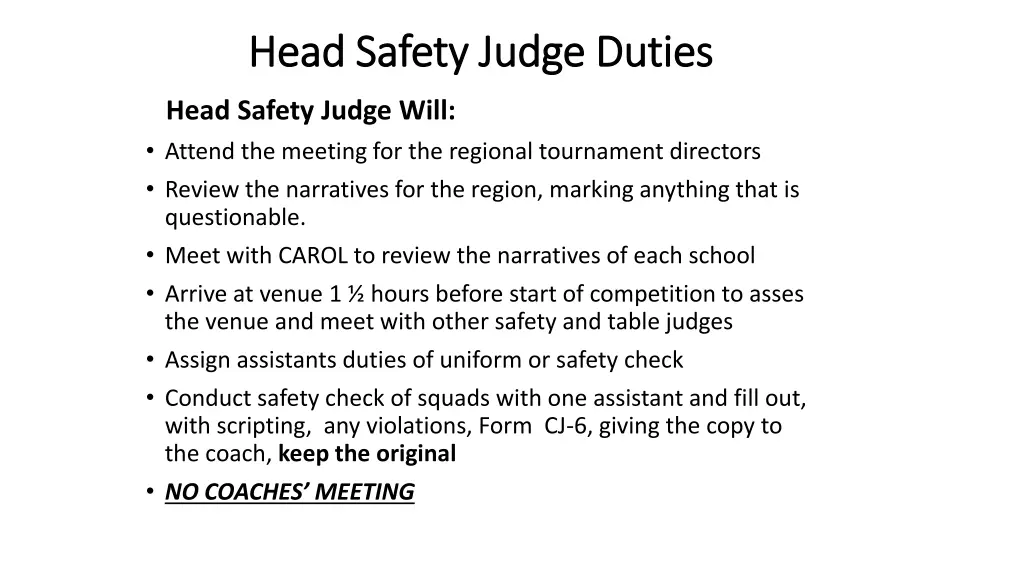 head safety judge duties head safety judge duties